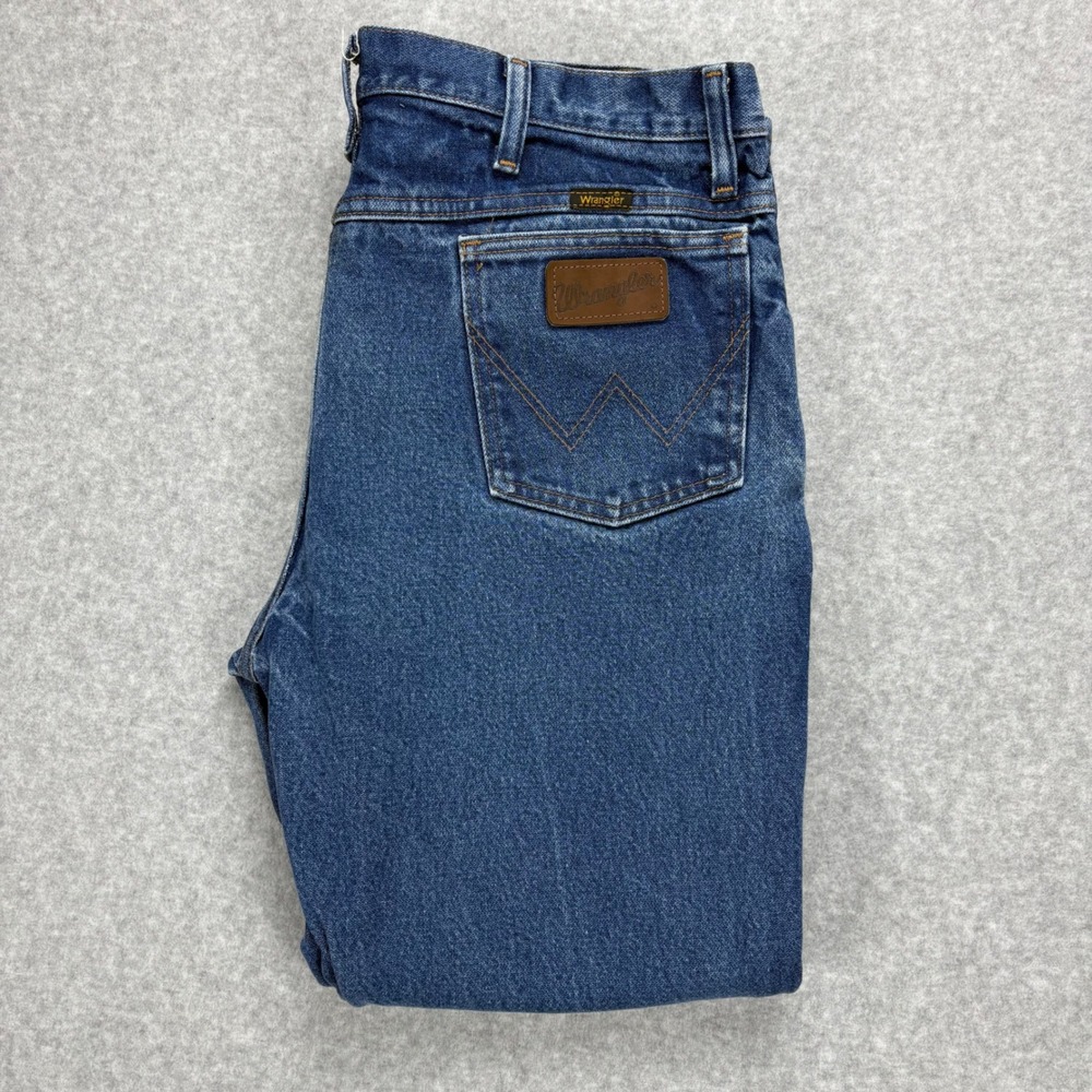 Wrangler 945NAV Cowboy Cut Jeans Mens 36x29 Blue Denim Straight Leg High Rise